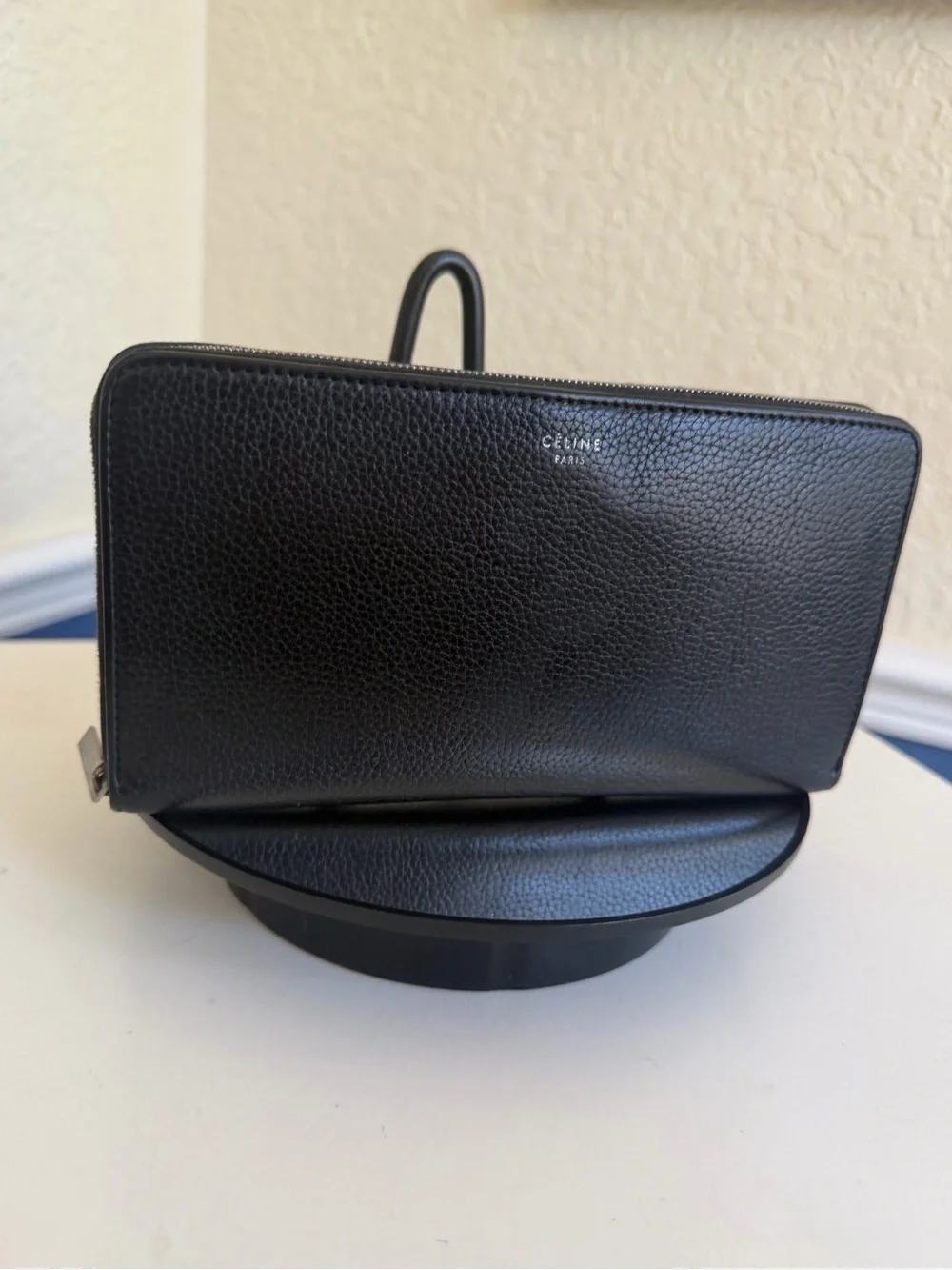 Celine Paris Large Zipped Continental Wallet Black Calfskin Zip-around Clutch